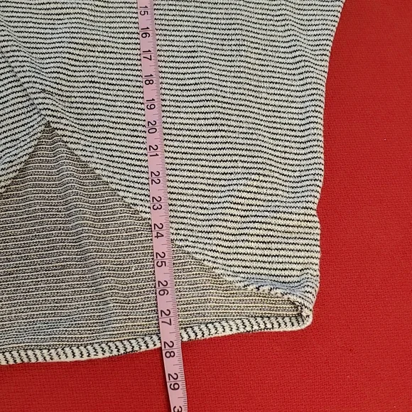 Cowl neck wrap across lightweight striped long sleeve sweater top Small - Picture 4 of 8